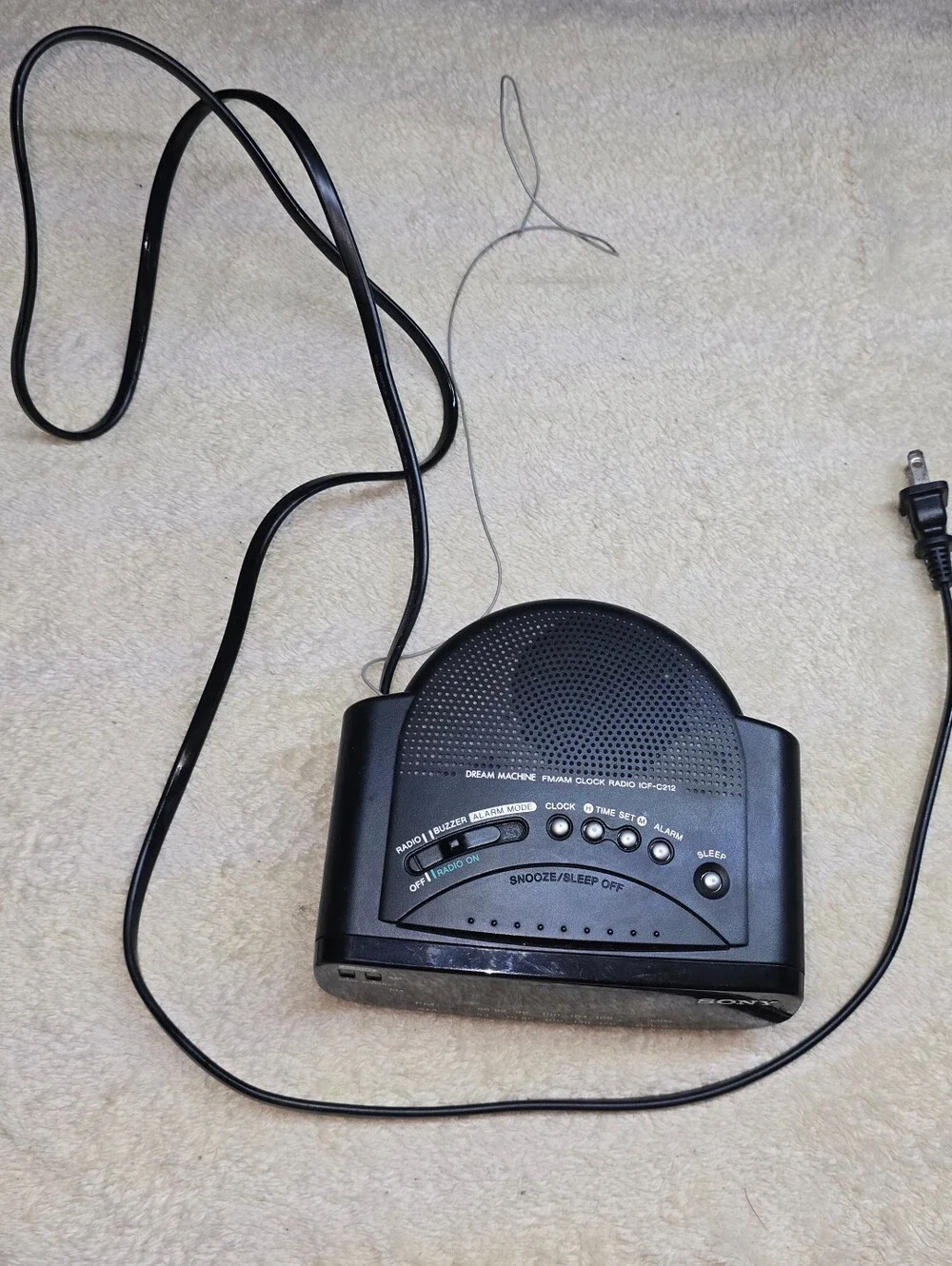 Sony Dream Machine ICF-C212 FM AM Clock Radio LED-Tested 100%